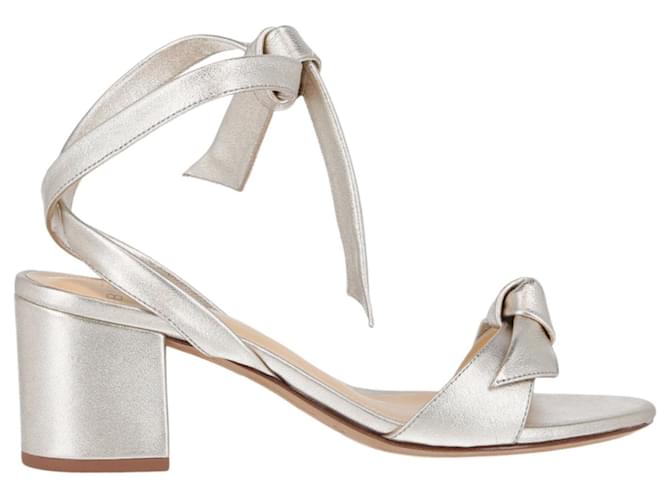 Alexandre Birman Clarita Block 60 Metallic Sandals Golden Leather  ref.524762 - Joli Closet