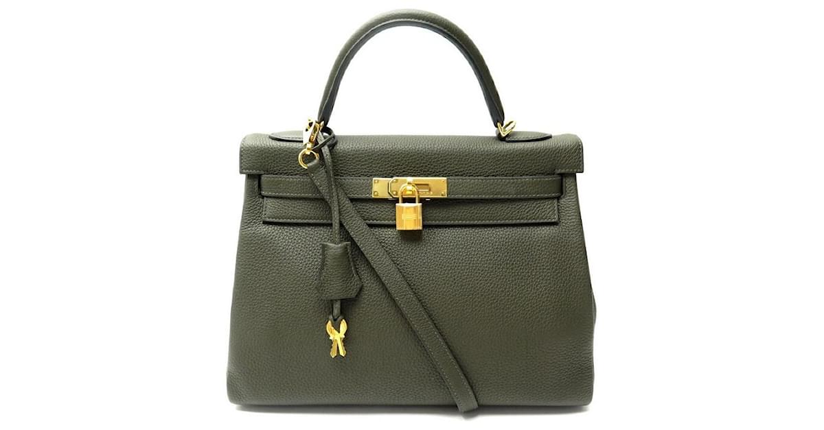 Hermès NEW HERMES KELLY HANDBAG 32 MARQUIS GREEN TOGO LEATHER