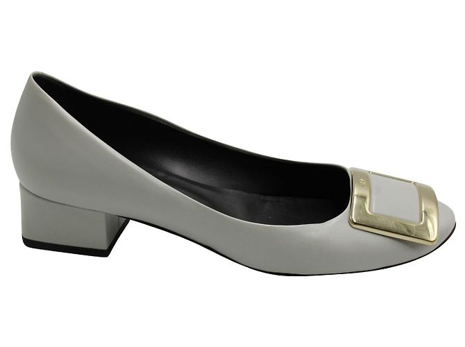 Sandales à Talons Bloc Bretelles Gris Pastel - Taille 6 UK - Occasion (portées 2 Fois)