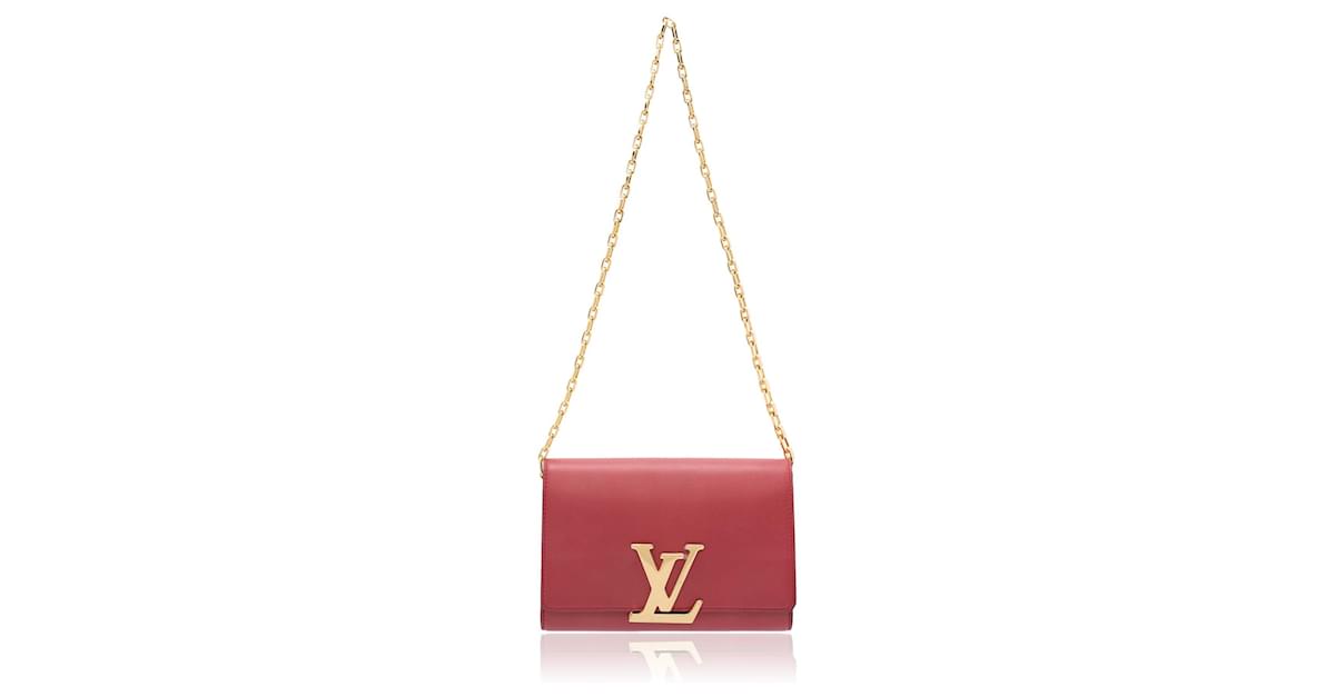 Louis Vuitton Quetsche Box Calfskin Leather Chain Louise GM Clutch Bag