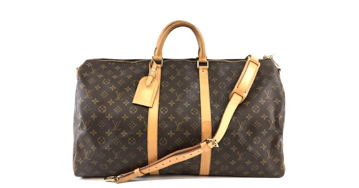 Louis Vuitton Keepall 55 Bandouliere Monogram Canvas Brown Leather
