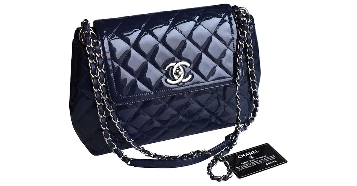 Chanel Coco Shine Accordion Flap Bag Quilted Patent Large