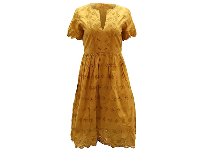 madewell scalloped eyelet midi dress Madewell Scalloped Eyelet Midi Dress: Size 4