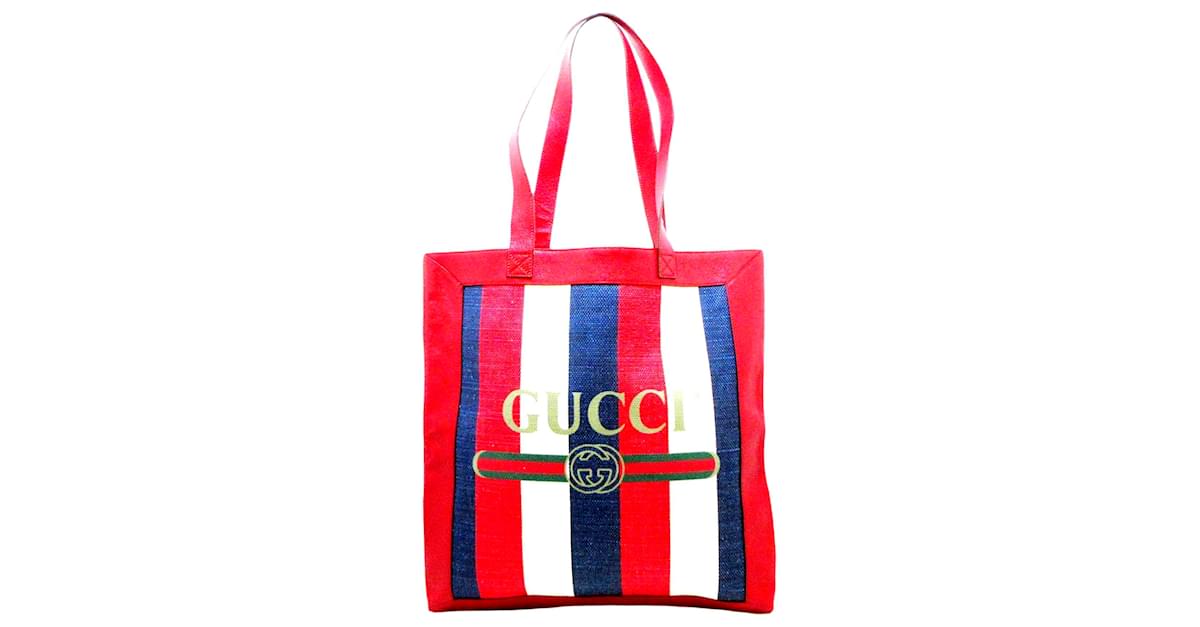 White GG-logo large Web Stripe canvas tote bag, Gucci
