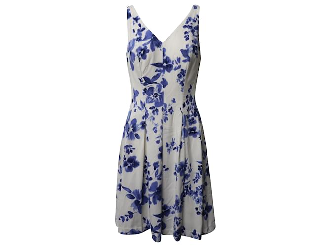 Ralph Lauren Kleid mit Blumendruck aus weißem Polyester (Verkauft)