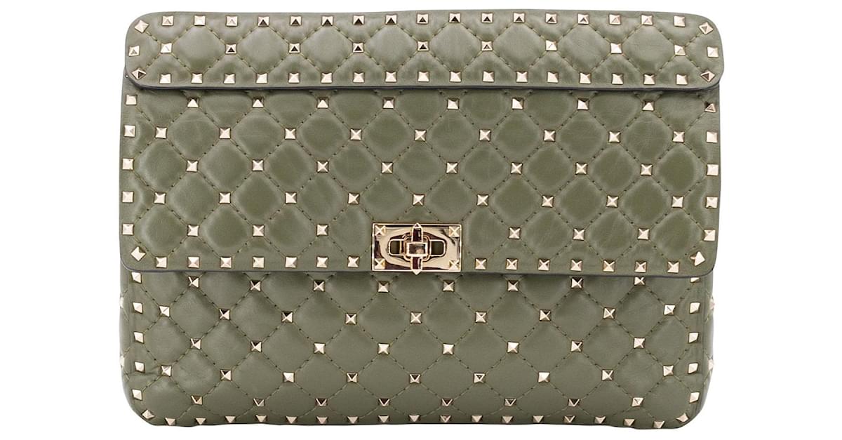 Valentino Garavani Rockstud Spike bag GM in khaki green with gold