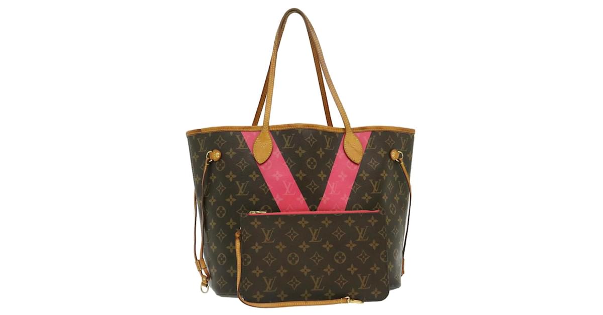 Louis Vuitton Monogram V Grunard Neverfull Mm Tote Bag Pink M41602 Lv