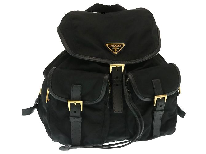PRADA Backpack Nylon Black Gold Auth 29215 Golden ref.531549  display picture 1