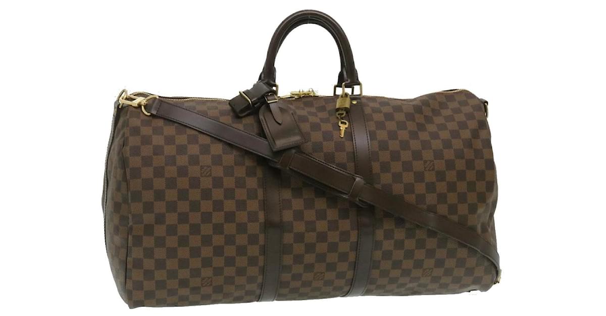 Auth Louis Vuitton Damier Keepall Bandouliere 55 N41414 Boston Bag