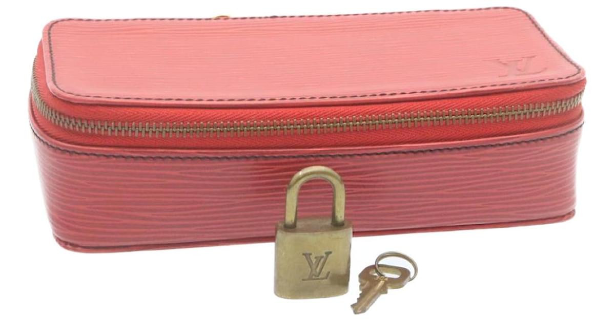 LOUIS VUITTON Epi Jewelry Box Red LV Auth 28938 Leather ref.533161
