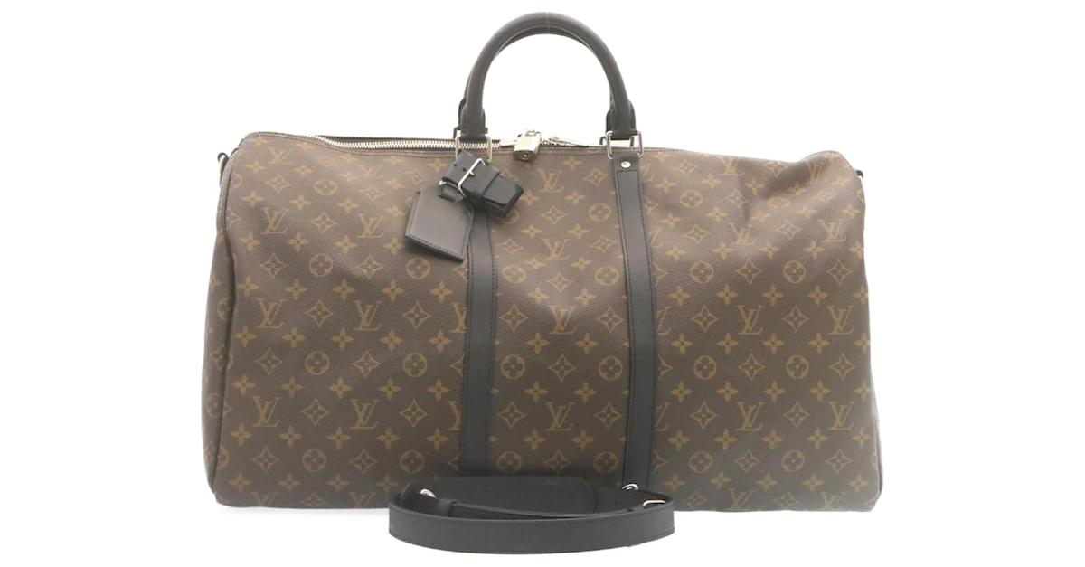 LOUIS VUITTON Monogram Macassar Keepall Bandouliere 55 M56714 auth 28882  Cloth ref.533536 - Joli Closet