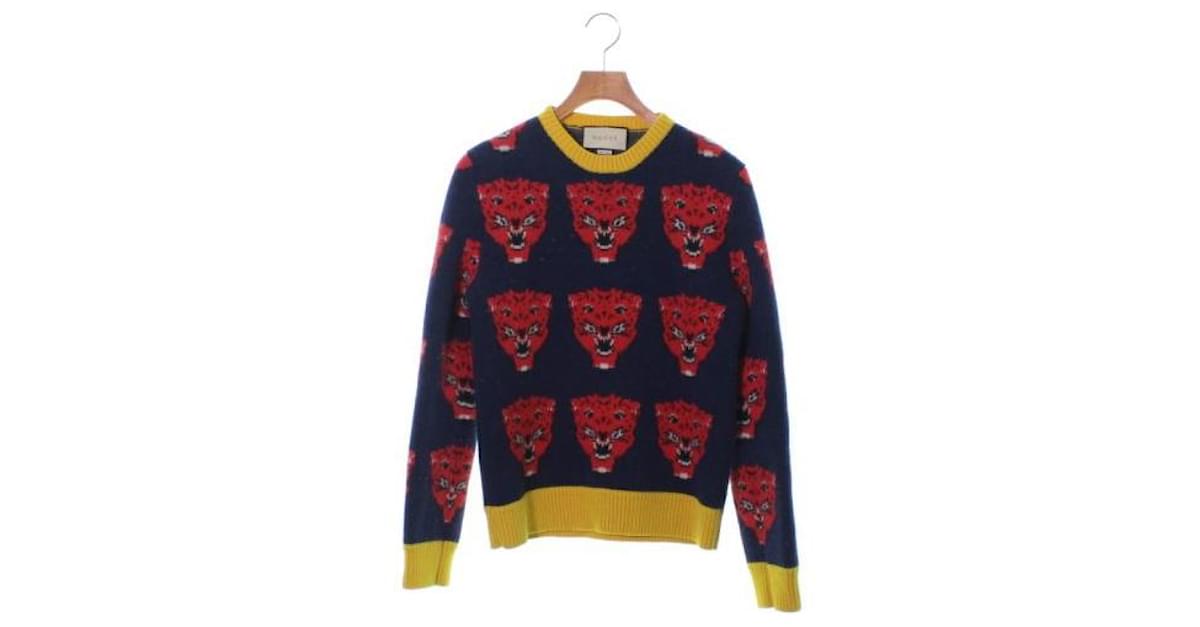 Used] GUCCI Gucci knit sweater men Navy blue  - Joli Closet