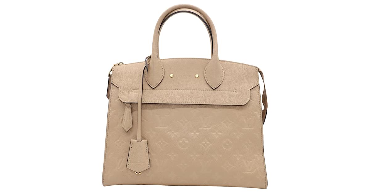 Louis Vuitton Monogram Empreinte Pont Neuf MM Bag in Beige Leather
