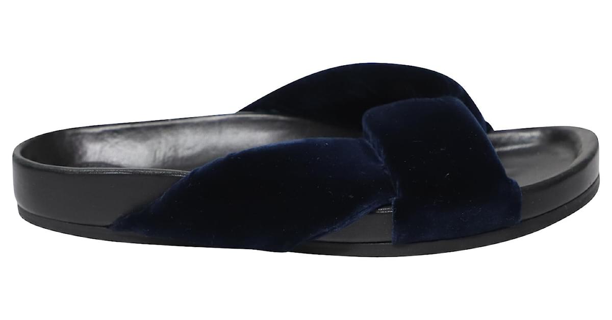 Chlo Chloe Nolan Slides Sandals in Blue Velvet ref.535527 Joli