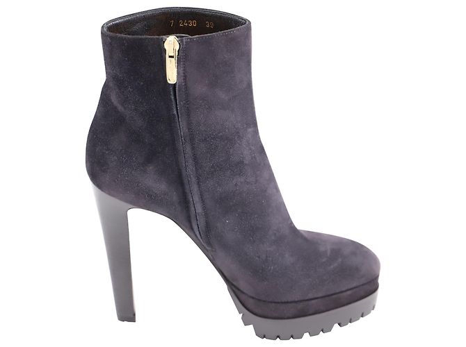 Bottines Sergio Rossi Talons Hauts Paillettes Gris Argenté - Pointure 41 Neuves