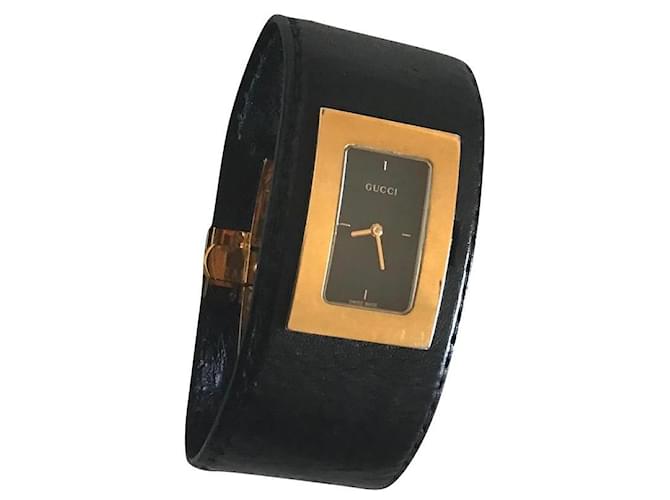 Gucci 7800l Golden Navy blue Leather Gold-plated ref.535933 - Joli