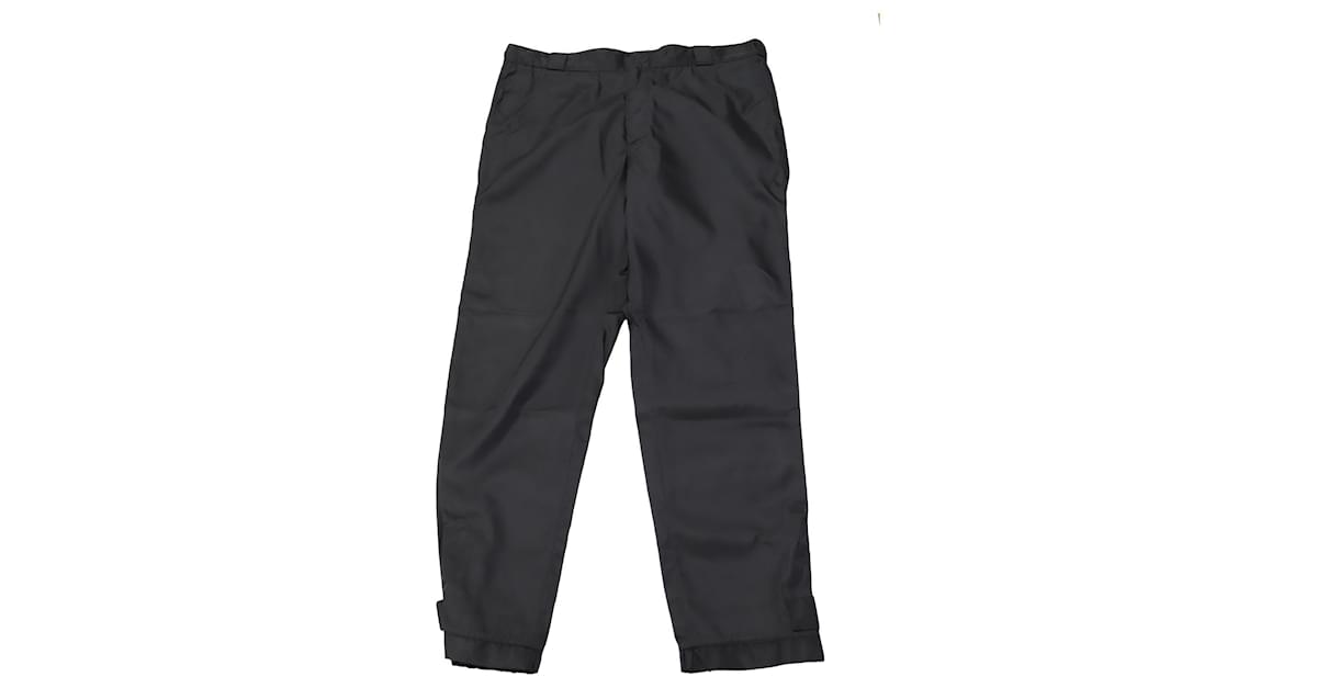 Prada Straight Leg Pants with Velcro Cuff in Black Nylon Polyamide   - Joli Closet