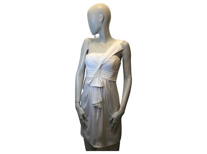 bcbg white one shoulder dress BCBGMAXAZRIA One Shoulder Gown - Kendal Ruffle