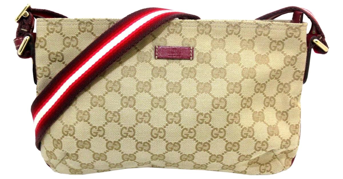 GUCCI GG Canvas Web Shoulder Crossbody Bag Beige 189749-US