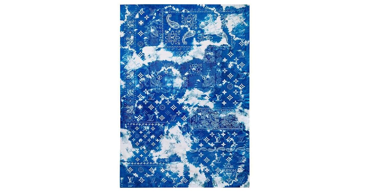 Louis Vuitton Beach Towel Bandana Blue White Monogram with Box 2022 MP3347