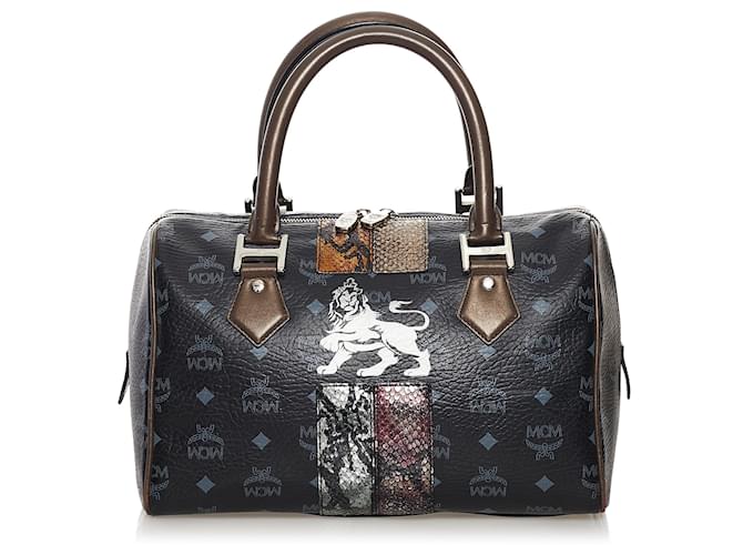 小物 MCM Visetos Princess Lion Leather MCM Black Visetos Princess Lion Leather Boston Bag Multiple