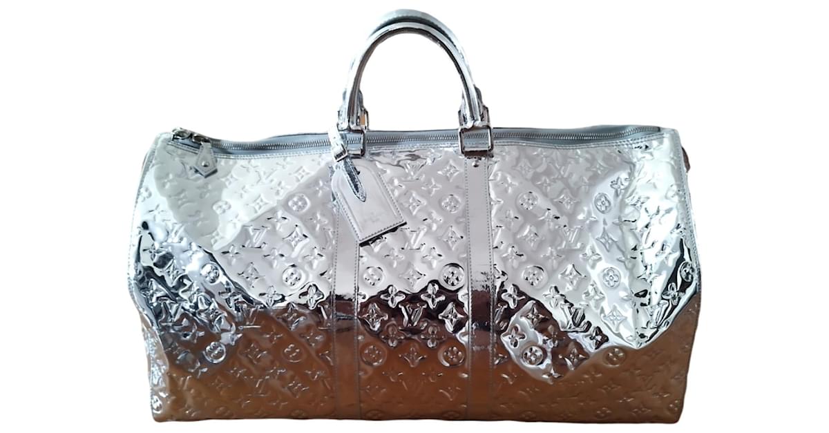 Keepall cloth 24h bag Louis Vuitton Silver in Cloth - 21506225