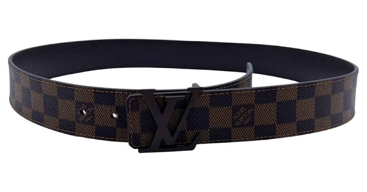 Louis Vuitton Brown Damier Ebene Canvas Logo Buckle Belt Size 95/38 Cloth  ref.544935 - Joli Closet