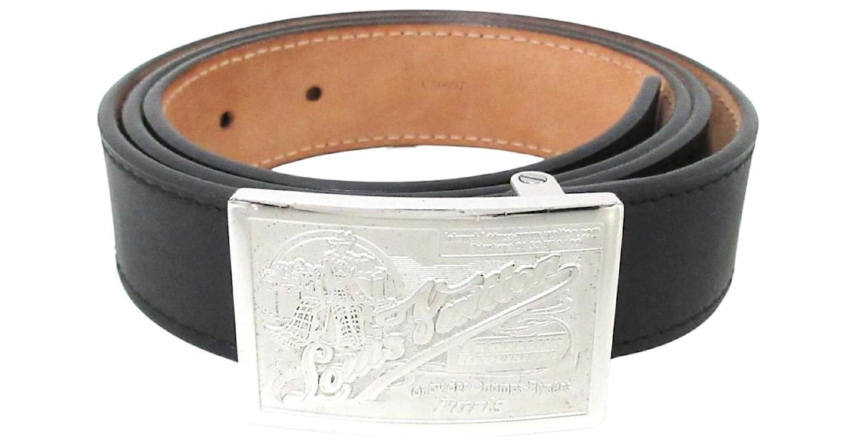 Cintura da uomo Louis Vuitton Saint-Germain in pelle nera, Nuova