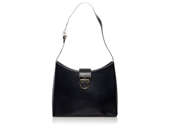 Salvatore Ferragamo Ferragamo Black Gancini Leather Shoulder