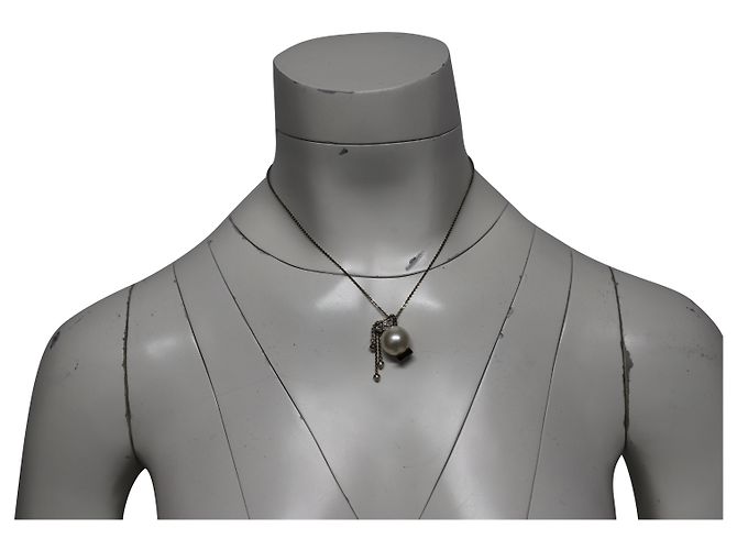Collier Vintage Ras Du Cou - Fausses Perles & Pierres Jaunes Facettées - Longueur 41,5 Cm