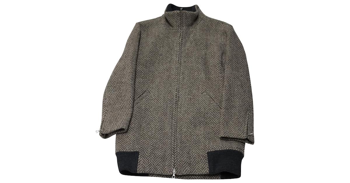 Apc a.P.C. Herringbone Coat in Grey Wool ref.553595 - Joli Closet