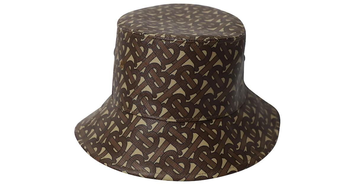 Burberry Monogram Tb Print Bucket Hat in Brown Polyamide Nylon  -  Joli Closet