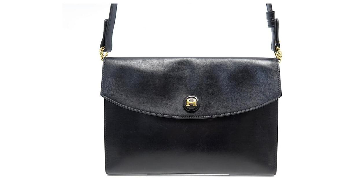 Hermes Rio H Clutch in Black Box Leather