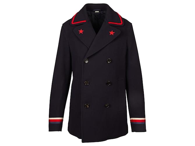 Gucci Sylvie Web Felt Pea Coat Red Wool Joli Closet