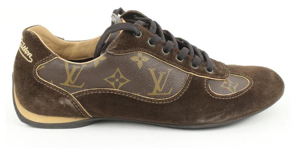 Louis Vuitton men's 7 US Brown Suede Monogram Energie Sneaker Full Set  ref.556617 - Joli Closet