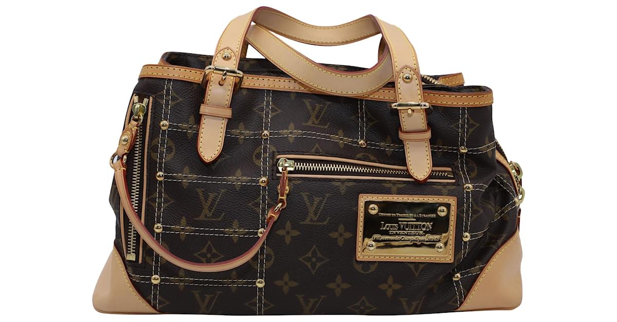 Pre Owned Louis Vuitton Limited Edition Riveting Shoulder Bag Brown Canvas