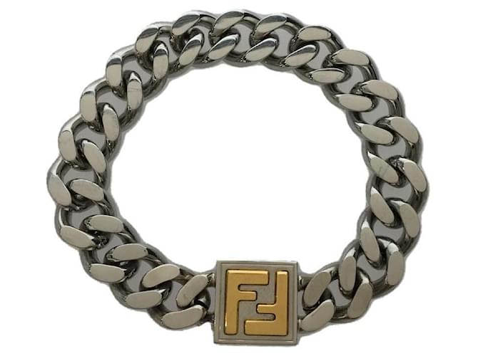 FENDI / FFロゴチャームブレスレット/SILVER/GLD/レディース FENDI BRACELET CHAIN ​​FF / logo engraved / bracelet / steel