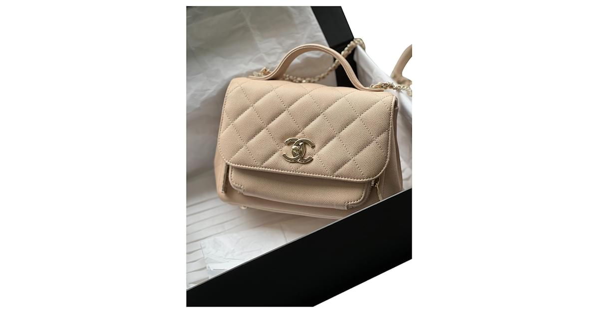 Chanel business affinity bag Beige Leather ref.561873
