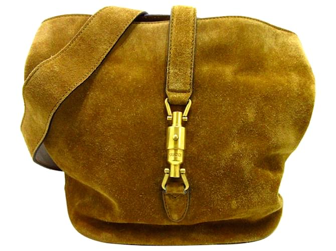 Sac seau en daim marron New Jackie de Gucci Suede Cuir ref.562435 Joli Closet