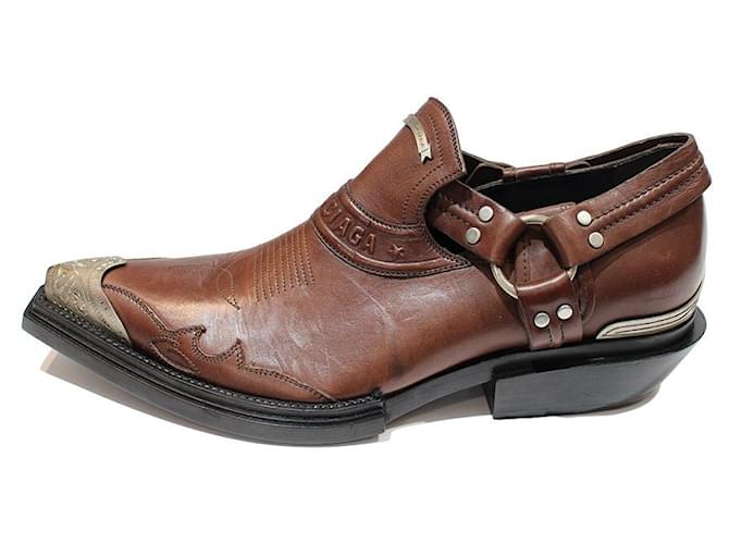 Balenciaga Boots Brown Silvery Leather Metal Joli Closet