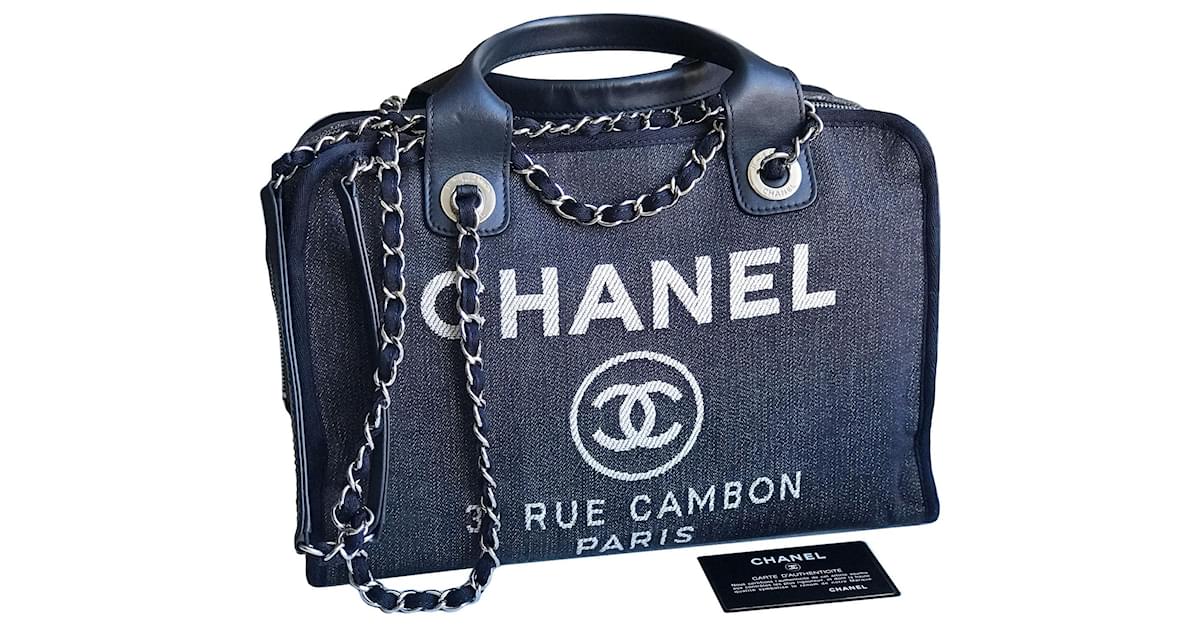 Bolsa Chanel Deauville Shopping Tote Azul