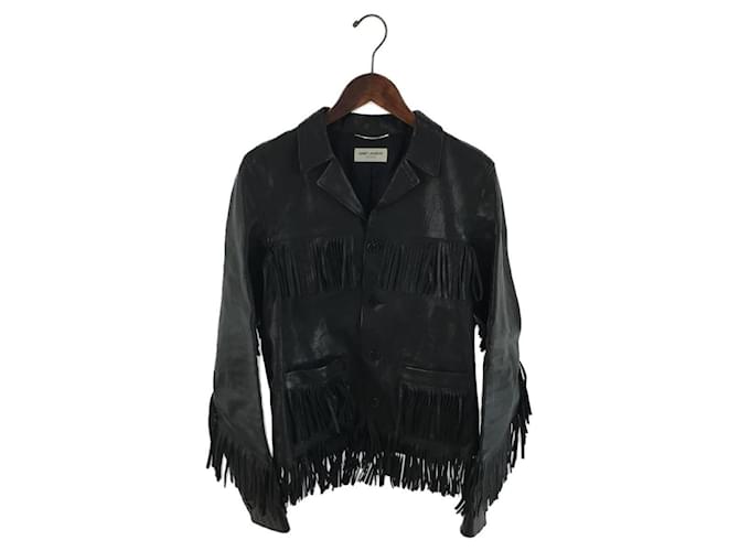 SAINT LAURENT Leather jacket blouson / 46 / goat leather