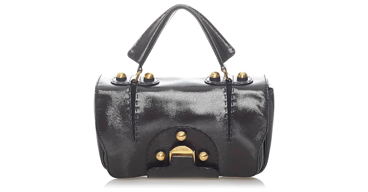 Fendi Noir Secret Code F3 Cartable en cuir Veau facon poulain ref.565336 Joli Closet