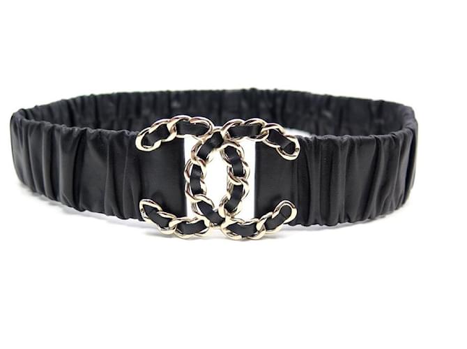 NEW CHANEL BELT SIZE 38 70 a 100 CC LOGO CHAIN & BLACK LEATHER NEW BELT  ref.566227 - Joli Closet