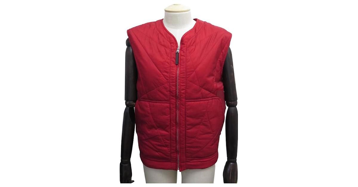 NEW LOUIS VUITTON M SLEEVELESS JACKET JACKET 48 IN RED POLYESTER