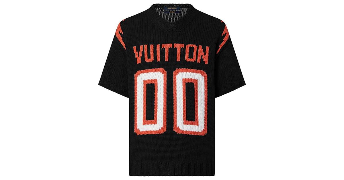 Louis Vuitton Mens XL Virgil Abloh Black Knit Chunky Intarsia Football Shirt  ref.568301 - Joli Closet