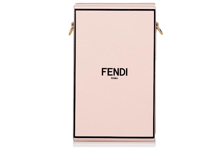 FENDI 　♡I♡ Fendi Pink Vertical Box Crossbody Bag Black Leather Pony