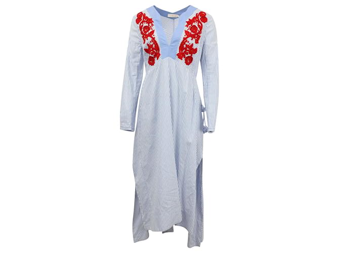 green emerald velvet dress Tory Burch Embroidered Printed Dress Cream 6 (AU 10)