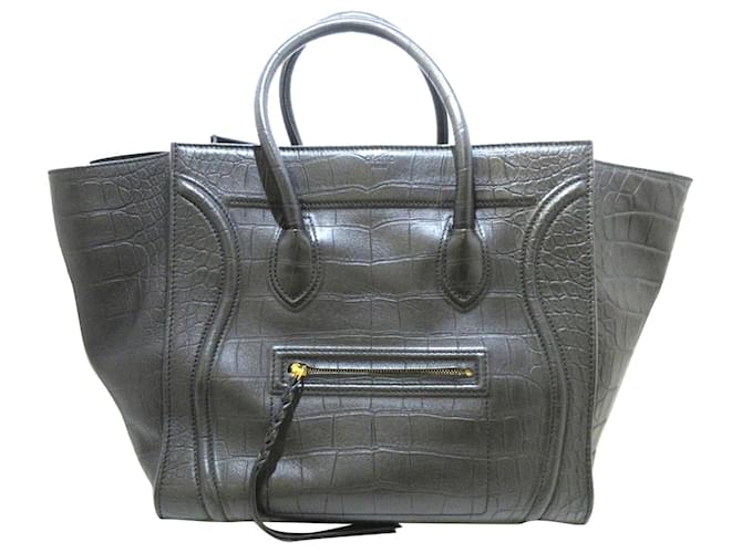 C?�line Sac cabas en cuir marron gaufr?� fant?�me Celine Veau fa?�on poulain ref.569342 - Joli Closet