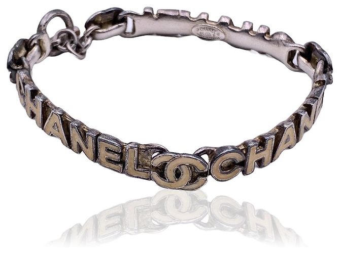 Bracelet Extensible En Métal Argenté émaillé - Occasion, Joli Accessoire Vintage